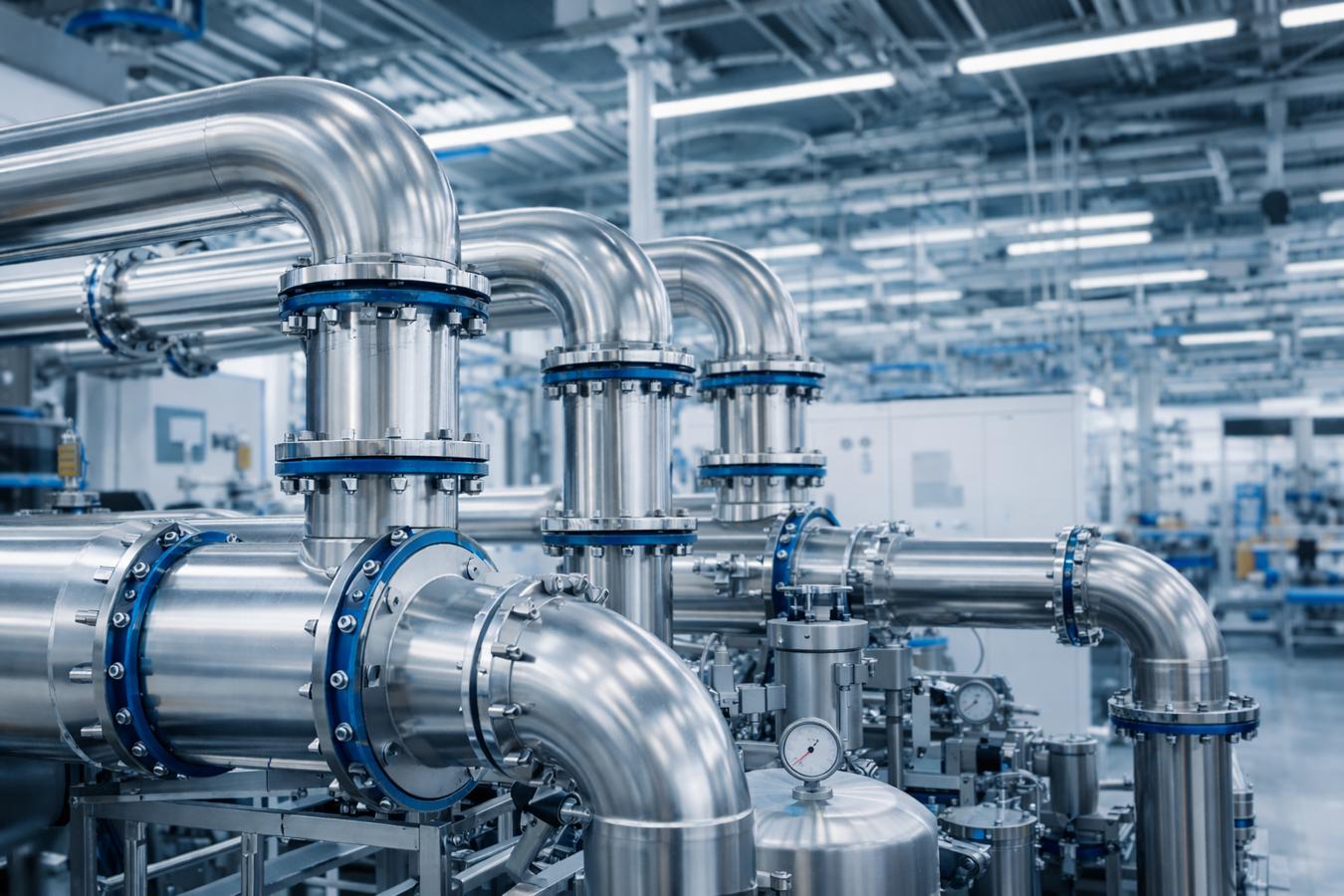 工業真空系統與氫氣應用管線示意圖